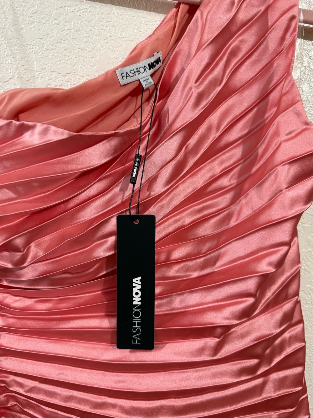 Fashion Nova Pink One-Shoulder Pleated Dress - Picture 3 of 6